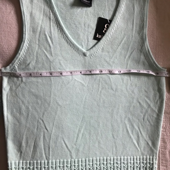 Knitwear Knit light green cyan color Sleeveless Top size M - Picture 5 of 11